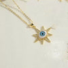 Wholesale Necklace Copper Mixed Gem Inlay Exaggerated Love Devil's Eye Heart Shape Palm Design Electroplating Ochain For Women