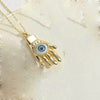 Wholesale Necklace Copper Mixed Gem Inlay Exaggerated Love Devil's Eye Heart Shape Palm Design Electroplating Ochain For Women