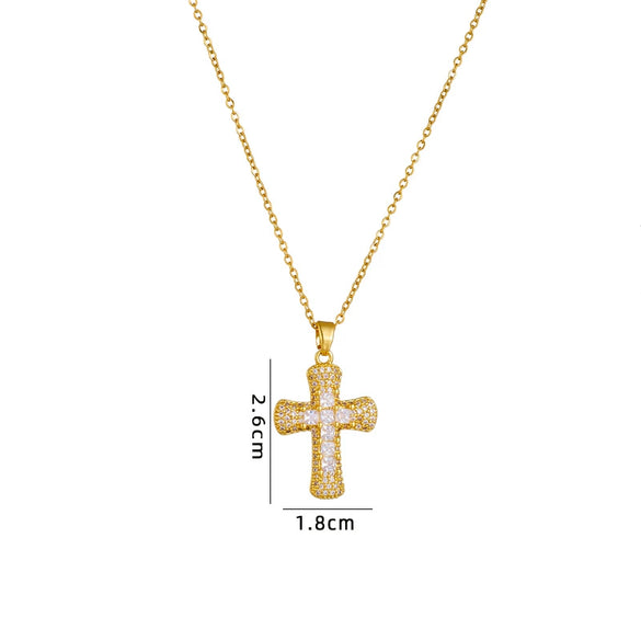 Wholesale Necklace Copper Mixed Gem Inlay Geometric Electroplating Ochain Pendant For Women