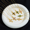 Wholesale Necklace Copper Mixed Gem Inlay Geometric Electroplating Ochain Pendant For Women