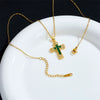 Wholesale Necklace Copper Mixed Gem Inlay Geometric Electroplating Ochain Pendant For Women