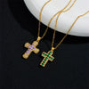 Wholesale Necklace Copper Mixed Gem Inlay Geometric Electroplating Ochain Pendant For Women