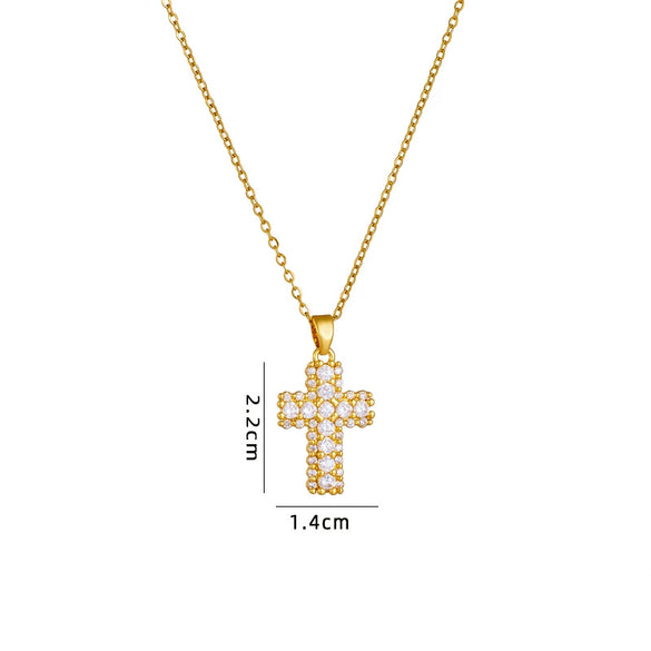 Wholesale Necklace Copper Mixed Gem Inlay Geometric Electroplating Ochain Pendant For Women