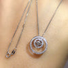 Wholesale Necklace Copper Mixed Gem Inlay Geometric Hollow Pendant With O Chain
