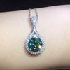 Wholesale Necklace Copper Mixed Gem Inlay Geometric Water Drop Pendant For Women