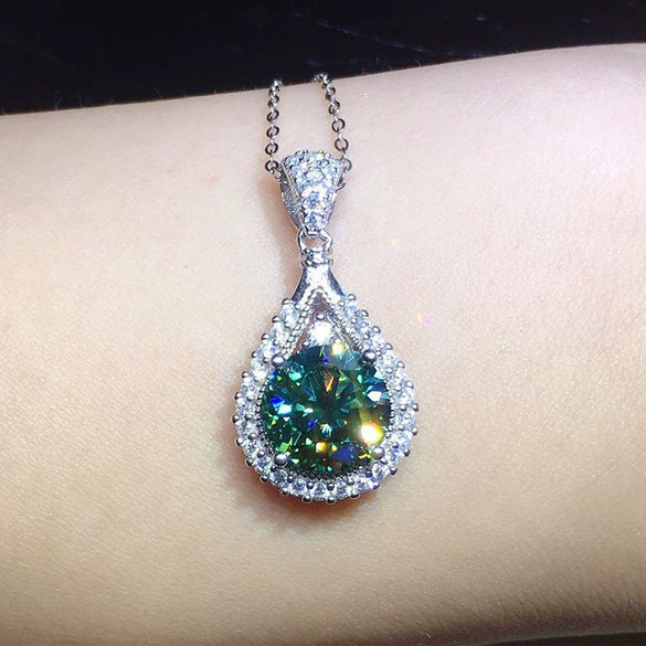 Wholesale Necklace Copper Mixed Gem Inlay Geometric Water Drop Pendant For Women