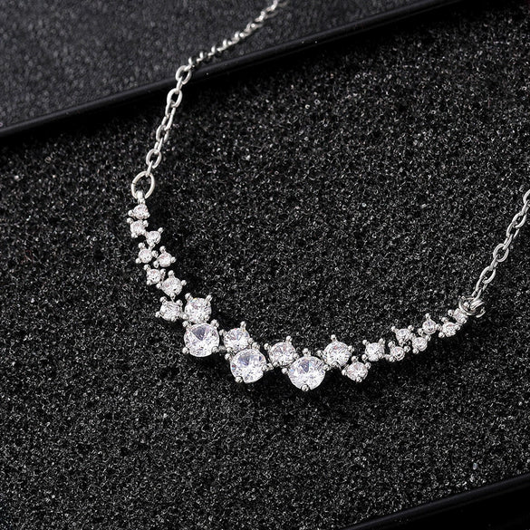 Wholesale Necklace Copper Mixed Gem Inlay Geometric Zircon Pendant O Chain Women's