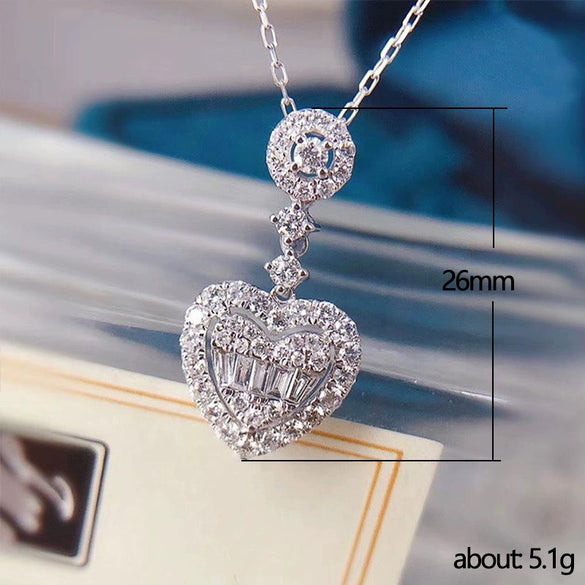 Wholesale Necklace Copper Mixed Gem Inlay Heart Shaped Ochain For Women Light Luxury Niche Style