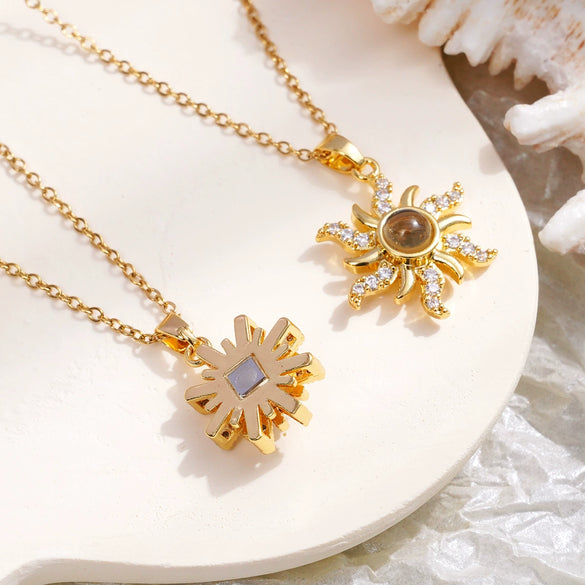 Wholesale Necklace Copper Mixed Gem Inlay Rhombus Snowflake Pendant Ochain Electroplating For Women Light Luxury Style