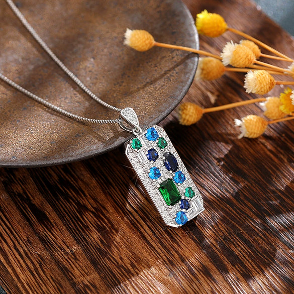 Wholesale Necklace Copper Mixed Gemstone Inlay Geometric Electroplating For Women