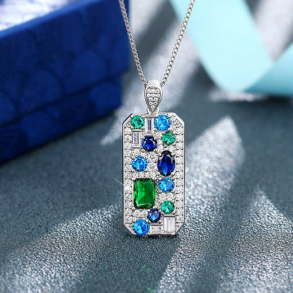 Wholesale Necklace Copper Mixed Gemstone Inlay Geometric Electroplating For Women