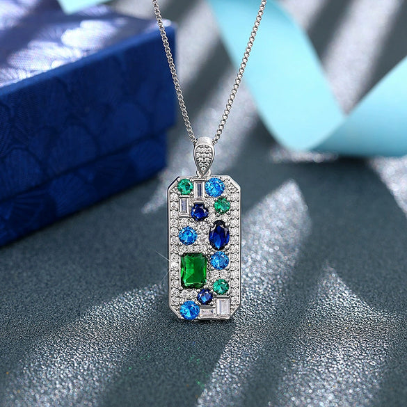 Wholesale Necklace Copper Mixed Gemstone Inlay Geometric Electroplating For Women