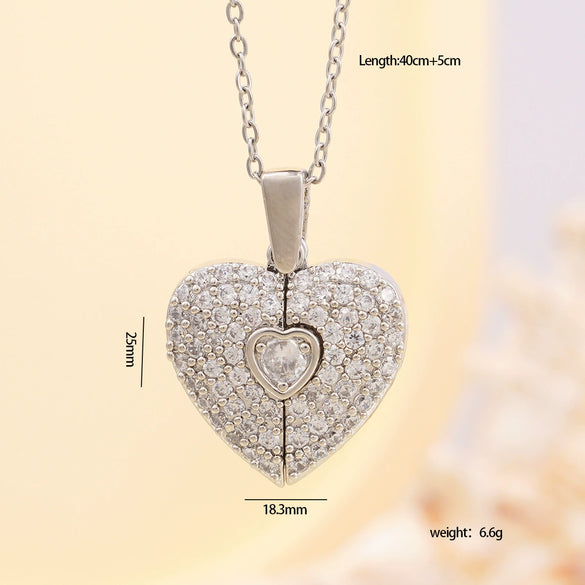 Wholesale Necklace Copper Mixed Gemstone Inlay Heartshaped Wings Pendant Electroplating For Women