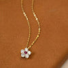 Wholesale Necklace Copper Mixed Gemstone Inlay Zirconia Flower Geometric Style O Chain For Women