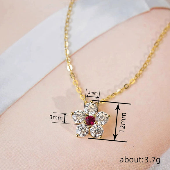 Wholesale Necklace Copper Mixed Gemstone Inlay Zirconia Flower Geometric Style O Chain For Women