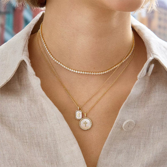 Wholesale Necklace Copper Mixed Gemstone Setting Retro Style Round Coin Blue Turquoise Devil's Eye White Shellfish Four Leaf Clover Love Heart Electroplating For Women