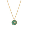 Wholesale Necklace Copper Mixed Gemstone Setting Retro Style Round Coin Blue Turquoise Devil's Eye White Shellfish Four Leaf Clover Love Heart Electroplating For Women
