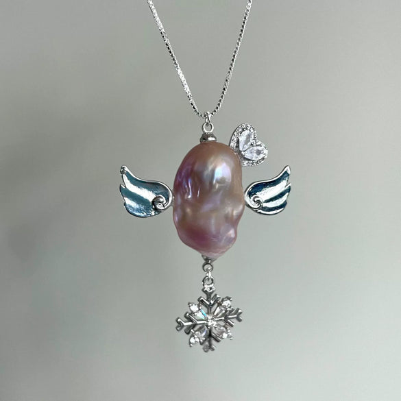 Wholesale Necklace Copper Natural Baroque Shaped Pearl Bow Cross Animal Zodiac Electroplating