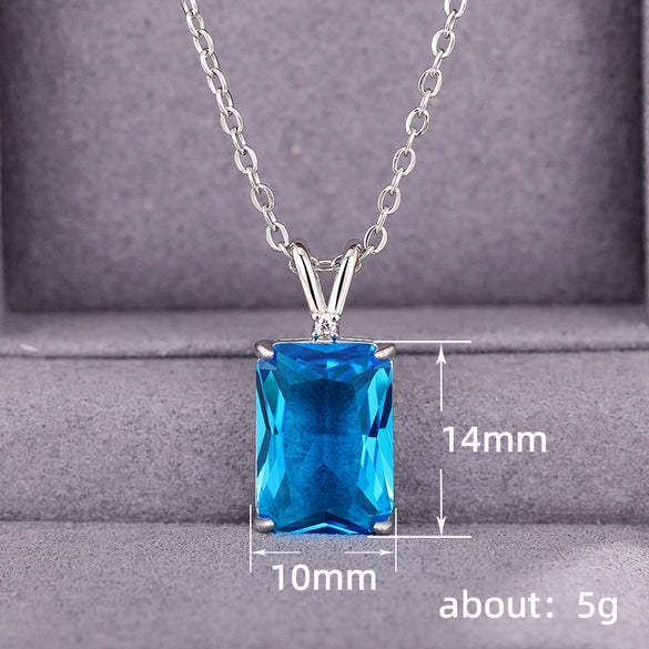 Wholesale Necklace Copper Ochain Square Geometric Mixed Gem Inlay Zircon Pendant For Women