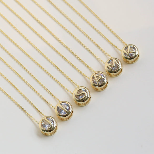 Wholesale Necklace Copper Plated Geometric Round Hollow Pendant With Letters Numbers Text Electroplating