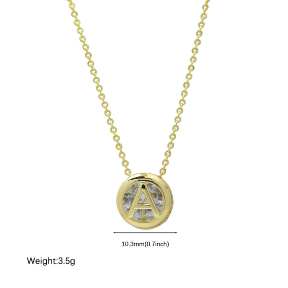 Wholesale Necklace Copper Plated Geometric Round Hollow Pendant With Letters Numbers Text Electroplating