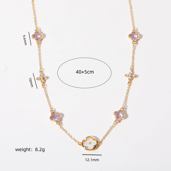 Wholesale Necklace Copper Plated Gold Clover Snowflake Heart Shape Star Pendant