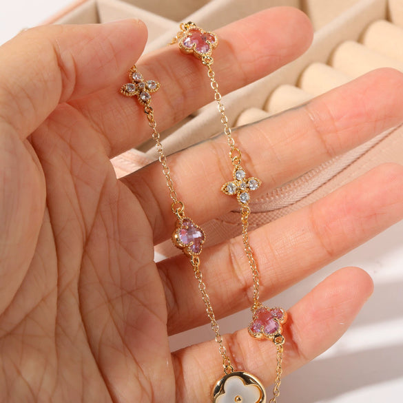 Wholesale Necklace Copper Plated Gold Clover Snowflake Heart Shape Star Pendant