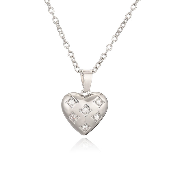 Wholesale Necklace Copper Plated Gold Zircon Geometric Love Pendant Simple Light Luxury Style For Female