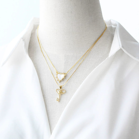 Wholesale Necklace Copper Plated 18K Gold Heart Shape Electroplating Style