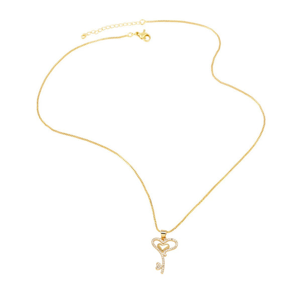 Wholesale Necklace Copper Plated 18K Gold Heart Shape Electroplating Style