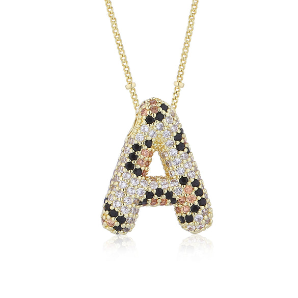 Wholesale Necklace Copper Plated Leopard Print Letter Pendant Unisex