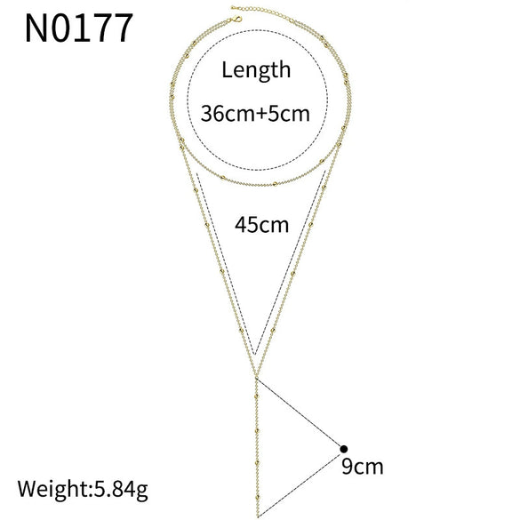 Wholesale Necklace Copper Plated Real Gold Geometric Yshaped Long Double Layer Stacked Women's