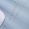 Wholesale Necklace Copper Plated With Real Gold Geometric Style Inlaid Zircon Tassel Pendant For Women