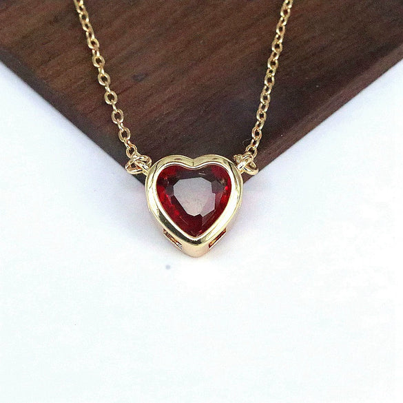 Wholesale Necklace Copper Retro Style Heart Shape Inlaid Zircon Water Wave Chain Jewelry For Women