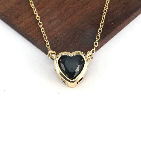 Wholesale Necklace Copper Retro Style Heart Shape Inlaid Zircon Water Wave Chain Jewelry For Women