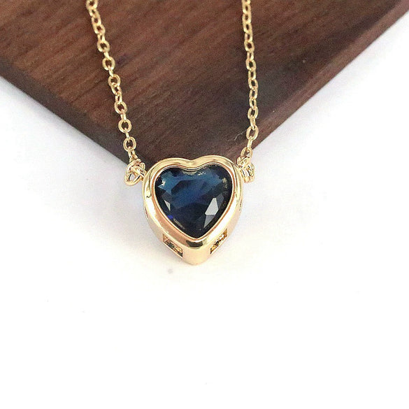 Wholesale Necklace Copper Retro Style Heart Shape Inlaid Zircon Water Wave Chain Jewelry For Women