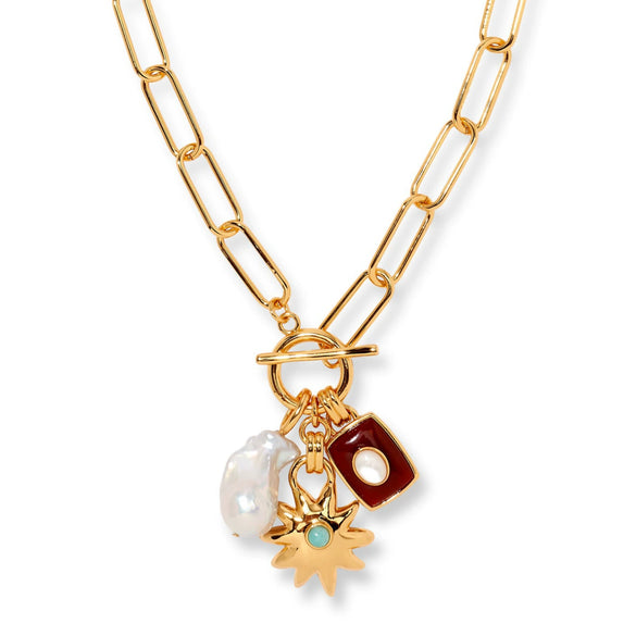 Wholesale Necklace Copper Retro Style Star Love Pendant Electroplating