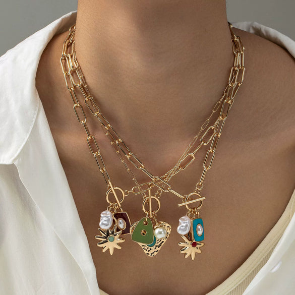 Wholesale Necklace Copper Retro Style Star Love Pendant Electroplating