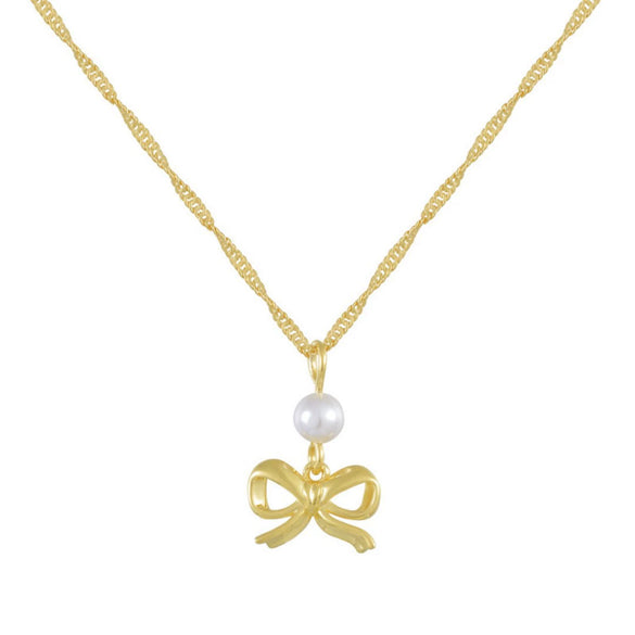Wholesale Necklace Copper Snake Bone Chain Bow Bead Pendant Titanium Steel Vacuum Electroplated
