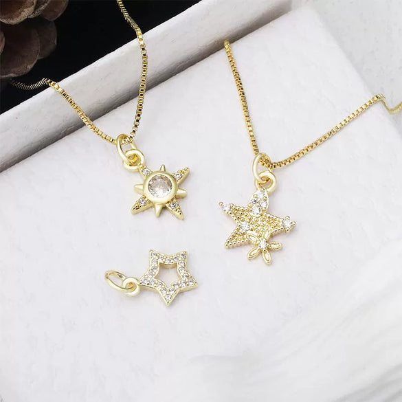 Wholesale Necklace Copper Star Pendant Electroplated Inlaid Zircon Accessories For Women