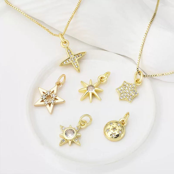 Wholesale Necklace Copper Star Pendant Electroplated Inlaid Zircon Accessories For Women