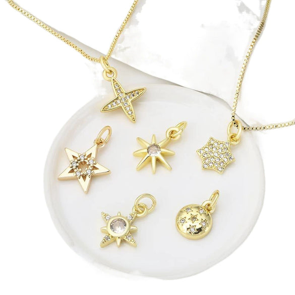 Wholesale Necklace Copper Star Pendant Electroplated Inlaid Zircon Accessories For Women