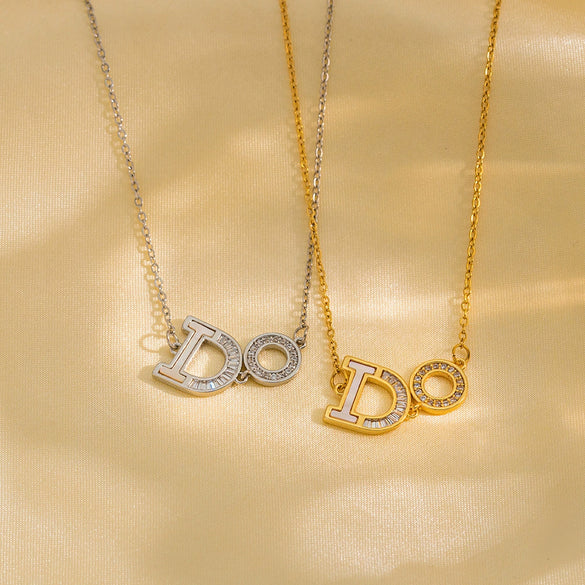 Wholesale Necklace Copper Titanium Steel Electroplating Women's Minimalist Letter Design O Chain
