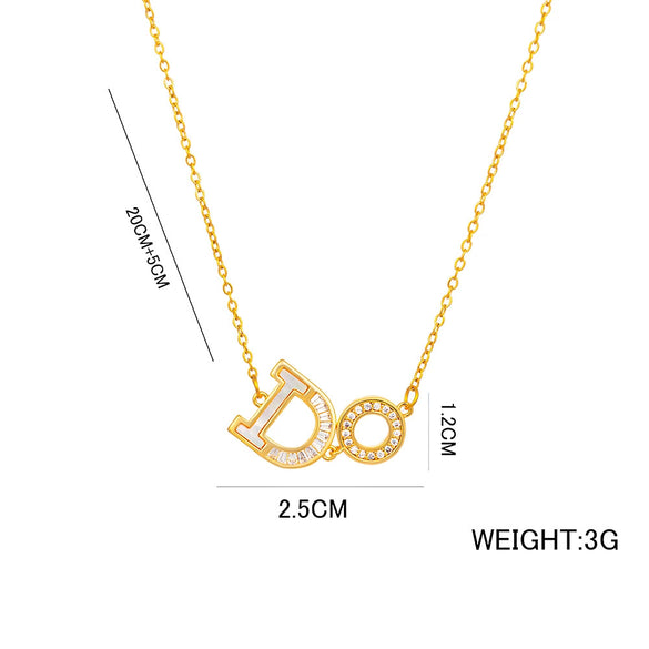 Wholesale Necklace Copper Titanium Steel Electroplating Women's Minimalist Letter Design O Chain