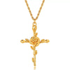 Wholesale Necklace Copper Titanium Steel Flower Pattern Stereo Vacuum Color Preservation