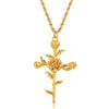 Wholesale Necklace Copper Titanium Steel Flower Pattern Stereo Vacuum Color Preservation