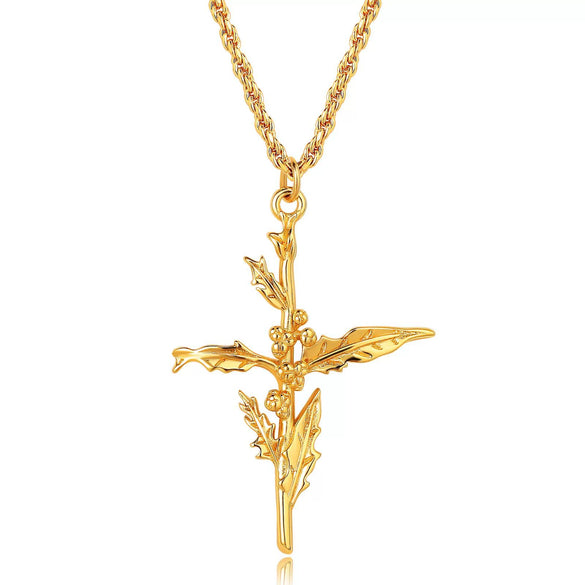Wholesale Necklace Copper Titanium Steel Flower Pattern Stereo Vacuum Color Preservation