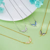 Wholesale Necklace Copper Titanium Steel Geometric Angel Wings Love Creative Light Luxury Electroplating Mixed Gemstone Inlay For Women