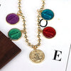 Wholesale Necklace Copper Titanium Steel Geometric Oil Drop Pendant Ball Chain Electroplating