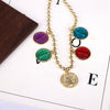 Wholesale Necklace Copper Titanium Steel Geometric Oil Drop Pendant Ball Chain Electroplating